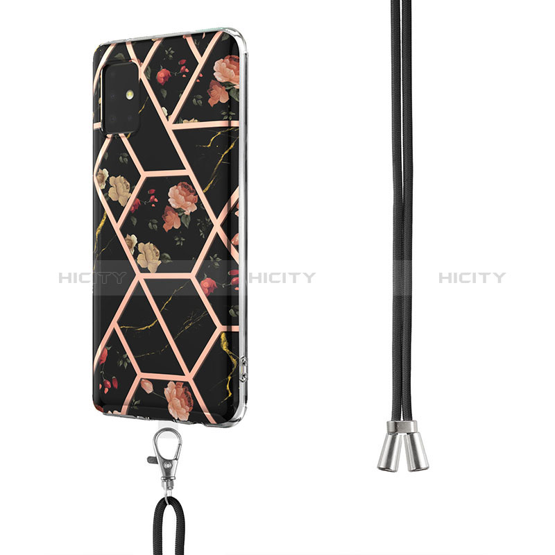 Handyhülle Silikon Hülle Gummi Schutzhülle Flexible Modisch Muster mit Schlüsselband Lanyard Y02B für Samsung Galaxy M40S