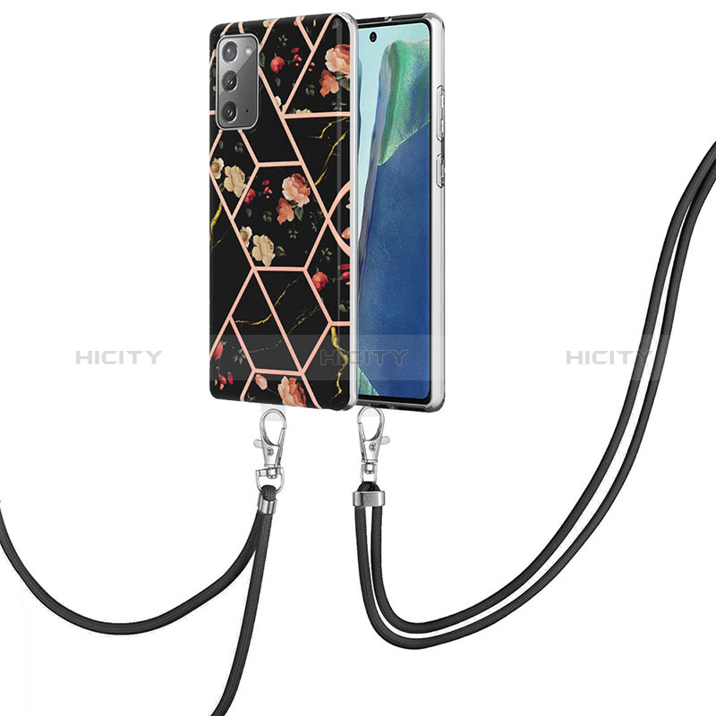 Handyhülle Silikon Hülle Gummi Schutzhülle Flexible Modisch Muster mit Schlüsselband Lanyard Y02B für Samsung Galaxy Note 20 5G groß