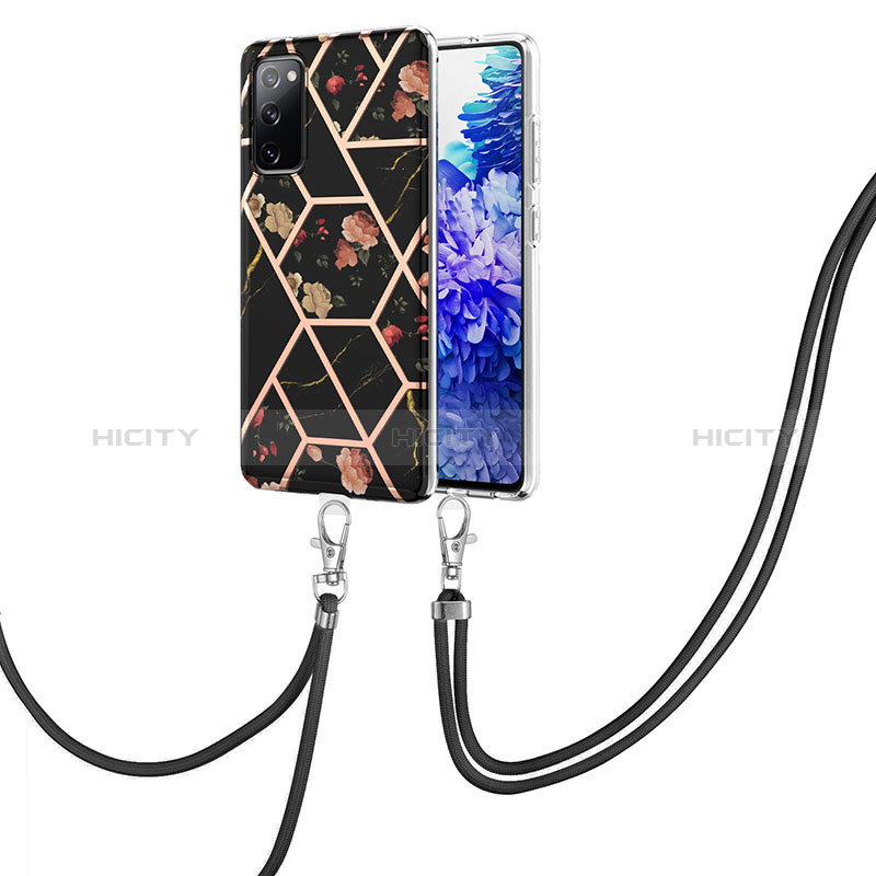 Handyhülle Silikon Hülle Gummi Schutzhülle Flexible Modisch Muster mit Schlüsselband Lanyard Y02B für Samsung Galaxy S20 FE 4G