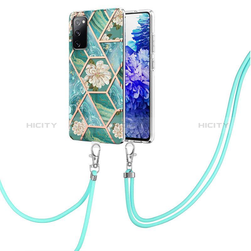 Handyhülle Silikon Hülle Gummi Schutzhülle Flexible Modisch Muster mit Schlüsselband Lanyard Y02B für Samsung Galaxy S20 FE 4G