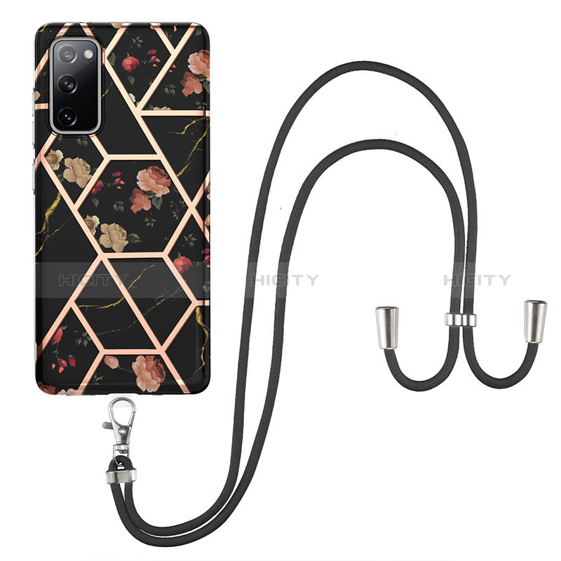 Handyhülle Silikon Hülle Gummi Schutzhülle Flexible Modisch Muster mit Schlüsselband Lanyard Y02B für Samsung Galaxy S20 FE 4G