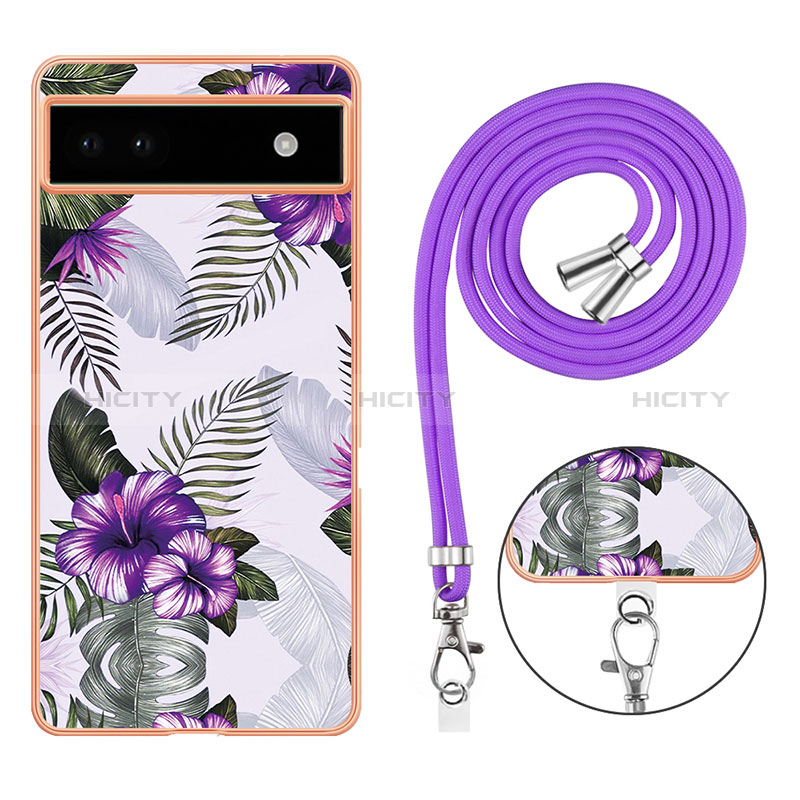 Handyhülle Silikon Hülle Gummi Schutzhülle Flexible Modisch Muster mit Schlüsselband Lanyard Y03B für Google Pixel 6a 5G groß