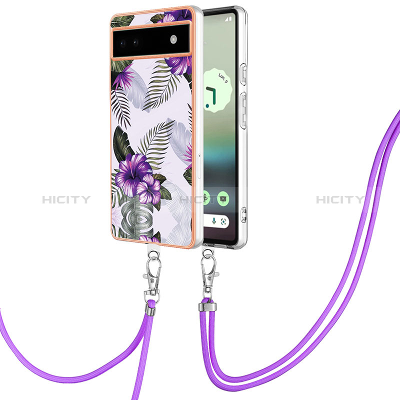 Handyhülle Silikon Hülle Gummi Schutzhülle Flexible Modisch Muster mit Schlüsselband Lanyard Y03B für Google Pixel 6a 5G groß