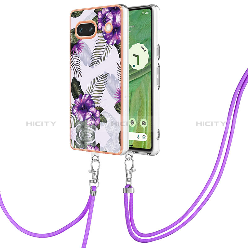 Handyhülle Silikon Hülle Gummi Schutzhülle Flexible Modisch Muster mit Schlüsselband Lanyard Y03B für Google Pixel 7a 5G