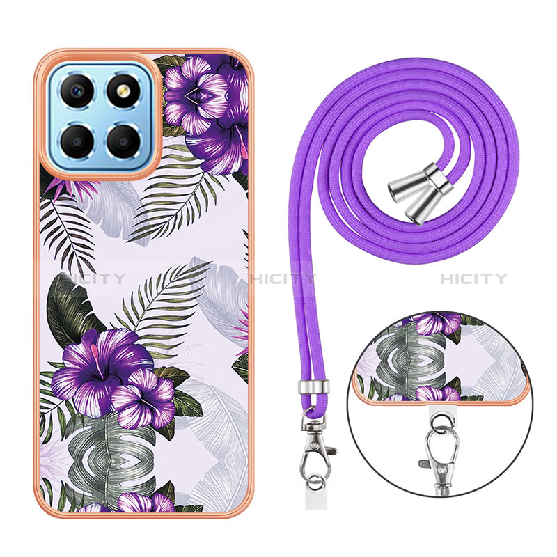 Handyhülle Silikon Hülle Gummi Schutzhülle Flexible Modisch Muster mit Schlüsselband Lanyard Y03B für Huawei Honor 70 Lite 5G groß