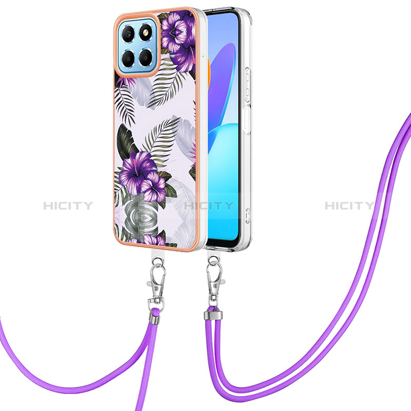 Handyhülle Silikon Hülle Gummi Schutzhülle Flexible Modisch Muster mit Schlüsselband Lanyard Y03B für Huawei Honor 70 Lite 5G groß