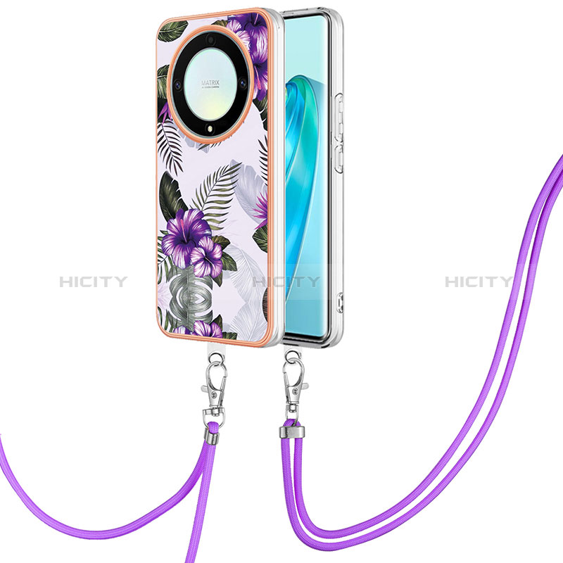 Handyhülle Silikon Hülle Gummi Schutzhülle Flexible Modisch Muster mit Schlüsselband Lanyard Y03B für Huawei Honor Magic5 Lite 5G