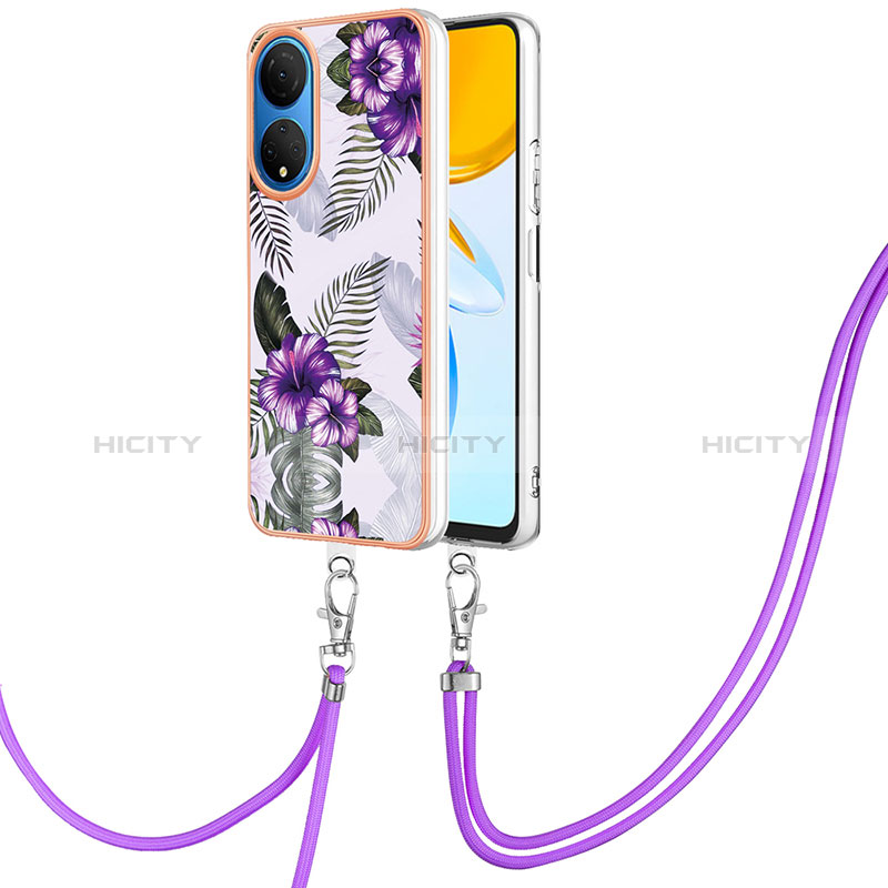 Handyhülle Silikon Hülle Gummi Schutzhülle Flexible Modisch Muster mit Schlüsselband Lanyard Y03B für Huawei Honor X7 groß