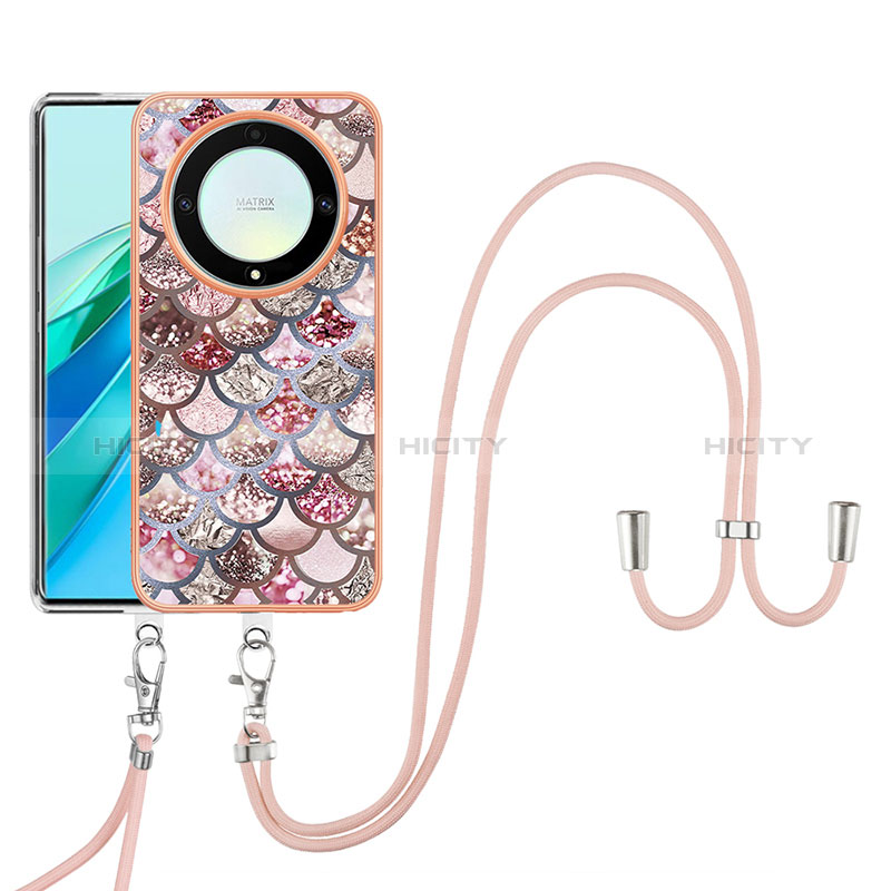 Handyhülle Silikon Hülle Gummi Schutzhülle Flexible Modisch Muster mit Schlüsselband Lanyard Y03B für Huawei Honor X9a 5G