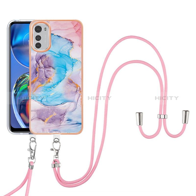 Handyhülle Silikon Hülle Gummi Schutzhülle Flexible Modisch Muster mit Schlüsselband Lanyard Y03B für Motorola Moto E32