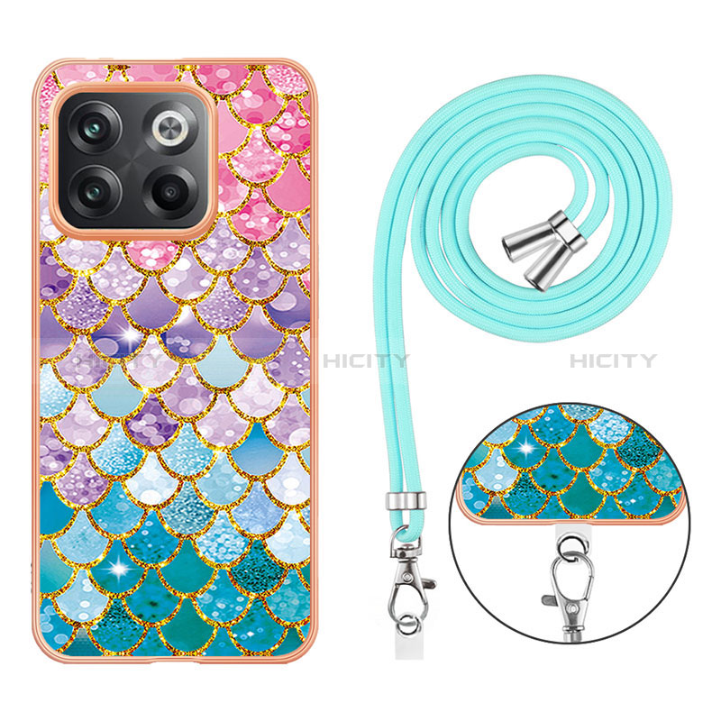 Handyhülle Silikon Hülle Gummi Schutzhülle Flexible Modisch Muster mit Schlüsselband Lanyard Y03B für OnePlus 10T 5G