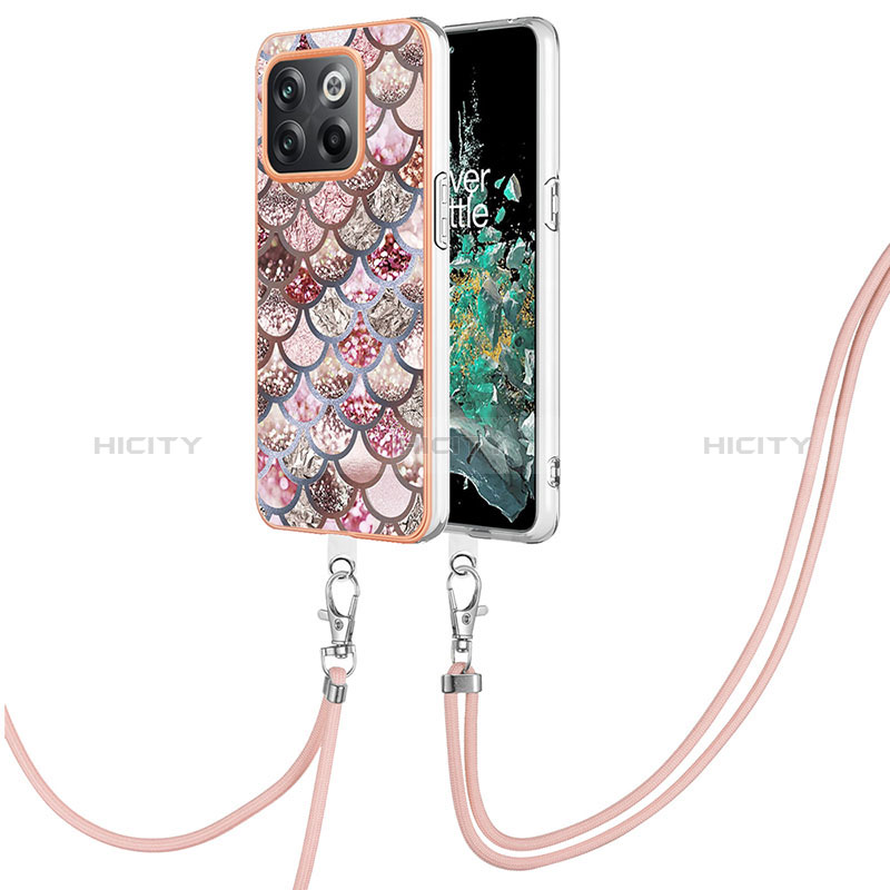 Handyhülle Silikon Hülle Gummi Schutzhülle Flexible Modisch Muster mit Schlüsselband Lanyard Y03B für OnePlus 10T 5G