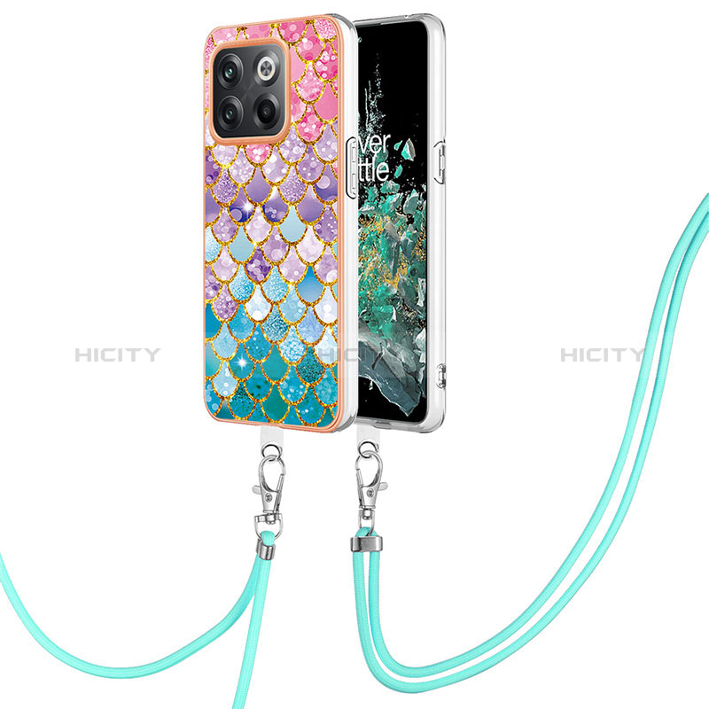 Handyhülle Silikon Hülle Gummi Schutzhülle Flexible Modisch Muster mit Schlüsselband Lanyard Y03B für OnePlus 10T 5G