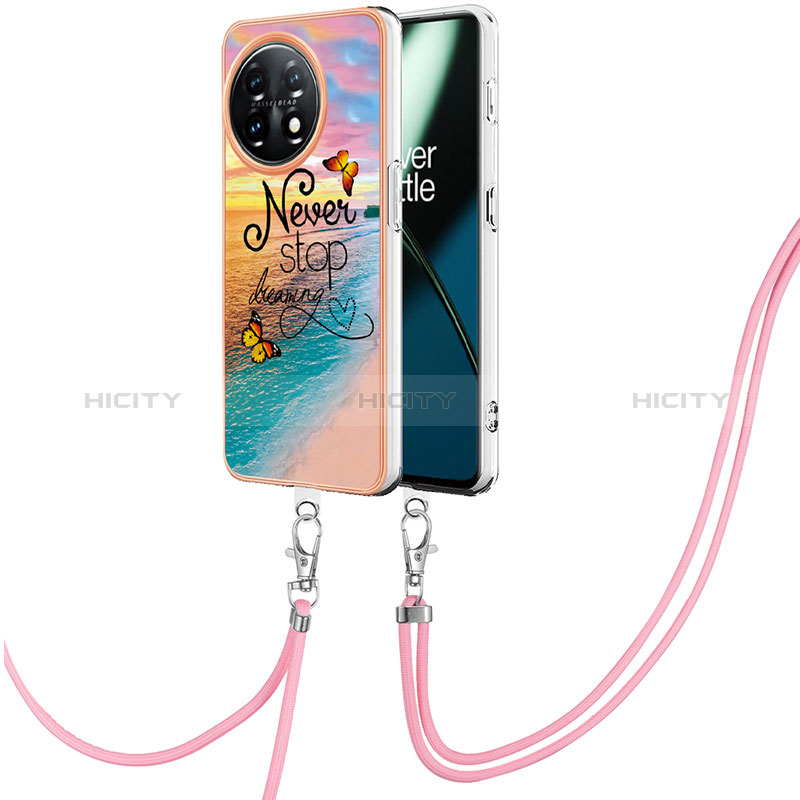 Handyhülle Silikon Hülle Gummi Schutzhülle Flexible Modisch Muster mit Schlüsselband Lanyard Y03B für OnePlus 11 5G groß