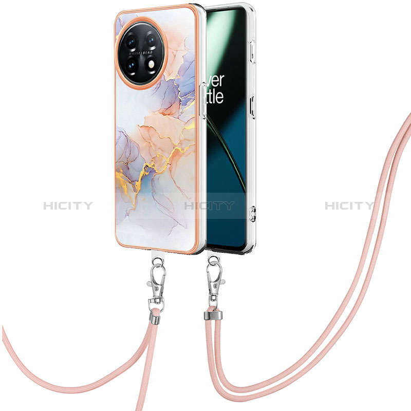 Handyhülle Silikon Hülle Gummi Schutzhülle Flexible Modisch Muster mit Schlüsselband Lanyard Y03B für OnePlus 11 5G