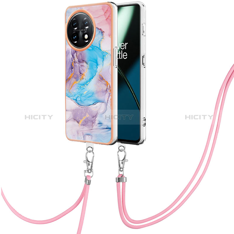 Handyhülle Silikon Hülle Gummi Schutzhülle Flexible Modisch Muster mit Schlüsselband Lanyard Y03B für OnePlus 11 5G groß