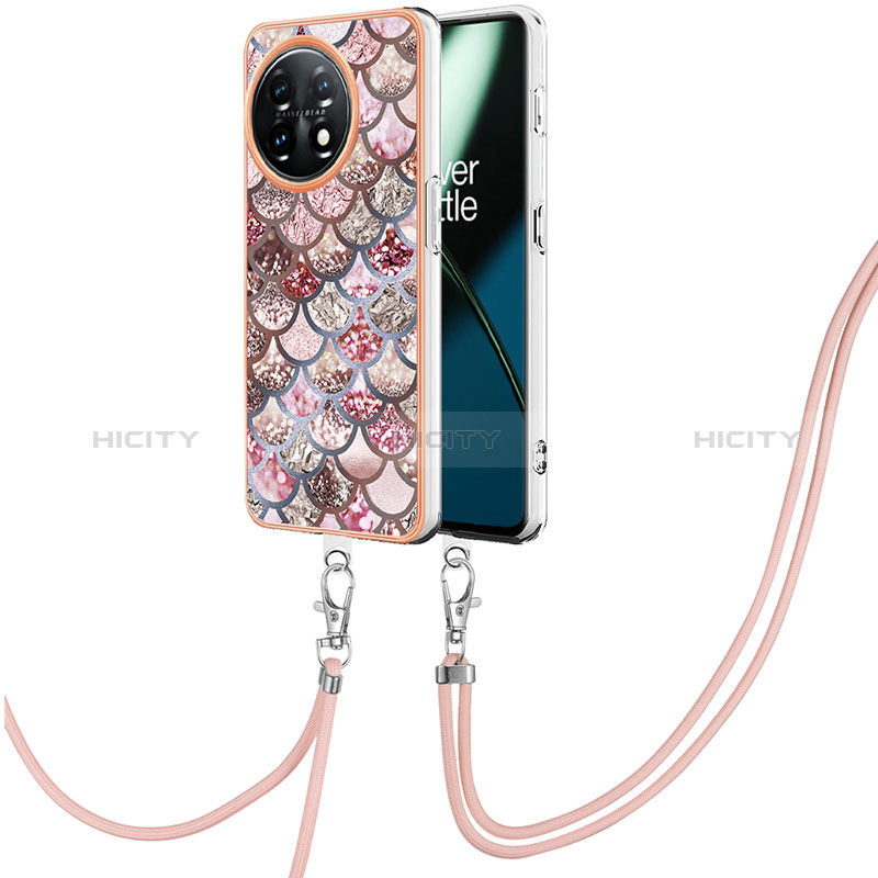 Handyhülle Silikon Hülle Gummi Schutzhülle Flexible Modisch Muster mit Schlüsselband Lanyard Y03B für OnePlus 11 5G groß