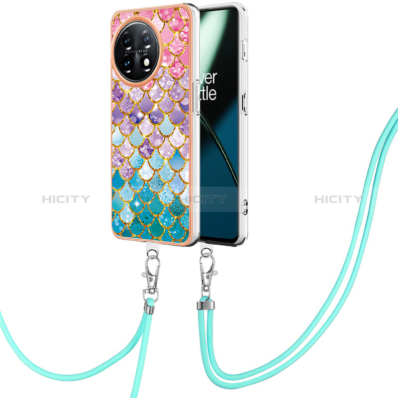 Handyhülle Silikon Hülle Gummi Schutzhülle Flexible Modisch Muster mit Schlüsselband Lanyard Y03B für OnePlus 11 5G groß