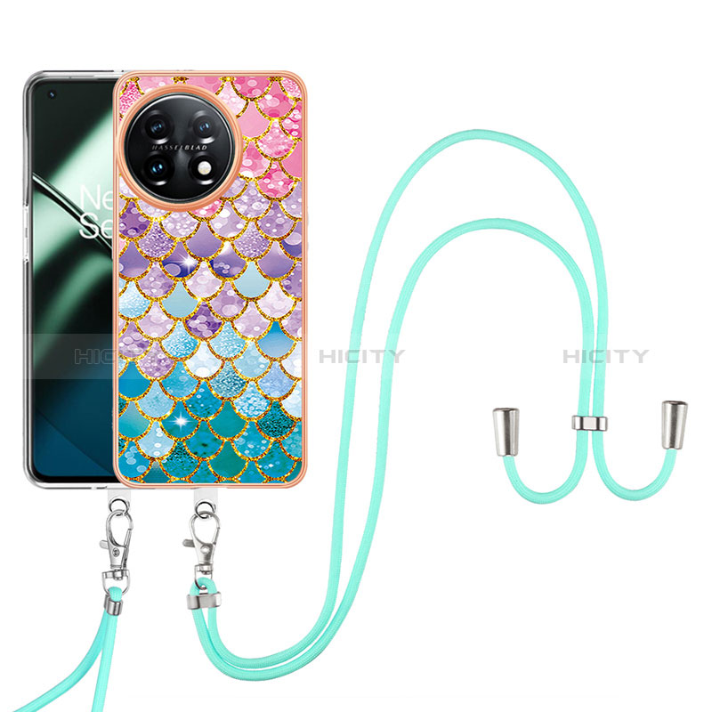 Handyhülle Silikon Hülle Gummi Schutzhülle Flexible Modisch Muster mit Schlüsselband Lanyard Y03B für OnePlus 11 5G groß