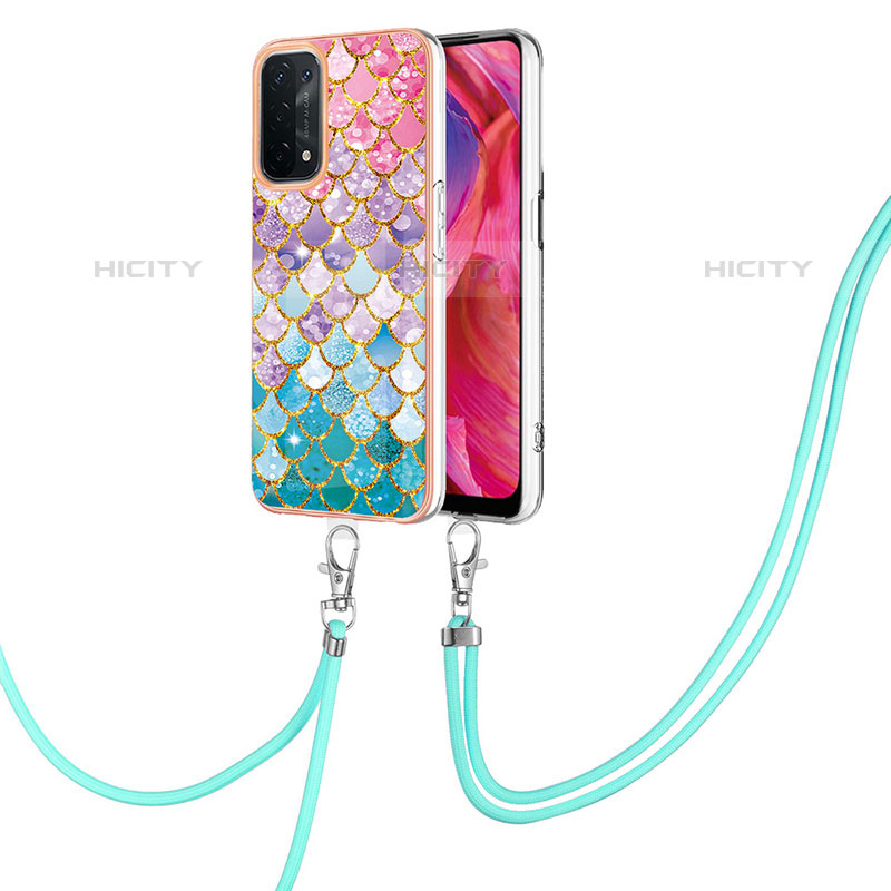 Handyhülle Silikon Hülle Gummi Schutzhülle Flexible Modisch Muster mit Schlüsselband Lanyard Y03B für OnePlus Nord N200 5G Bunt Plus