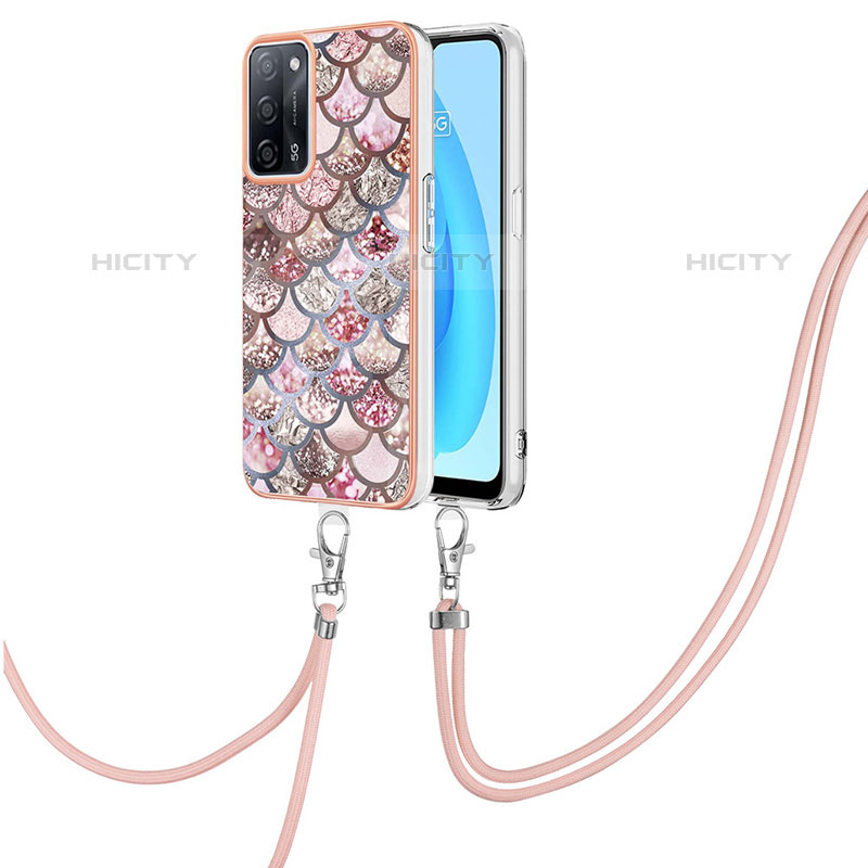 Handyhülle Silikon Hülle Gummi Schutzhülle Flexible Modisch Muster mit Schlüsselband Lanyard Y03B für Oppo A53s 5G groß