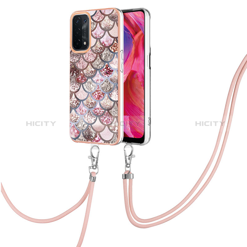 Handyhülle Silikon Hülle Gummi Schutzhülle Flexible Modisch Muster mit Schlüsselband Lanyard Y03B für Oppo A54 5G groß