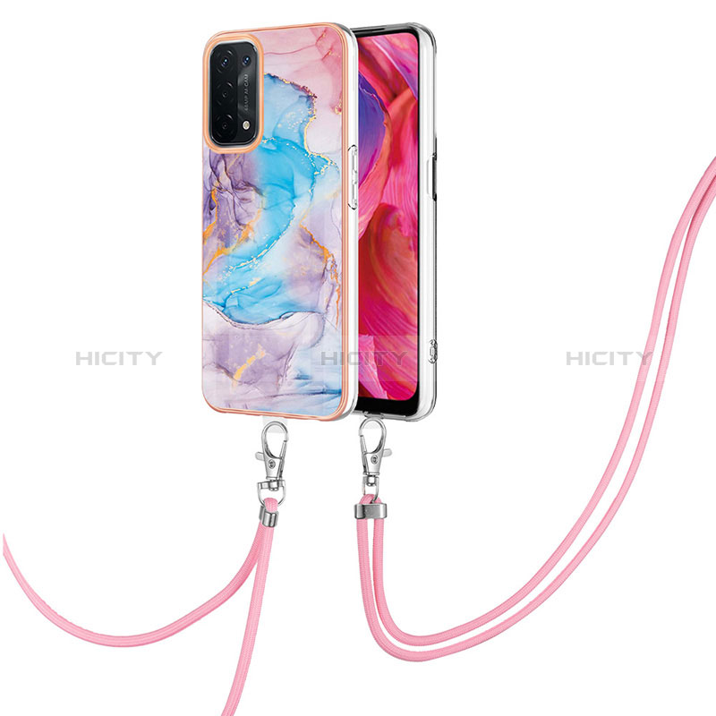 Handyhülle Silikon Hülle Gummi Schutzhülle Flexible Modisch Muster mit Schlüsselband Lanyard Y03B für Oppo A54 5G groß