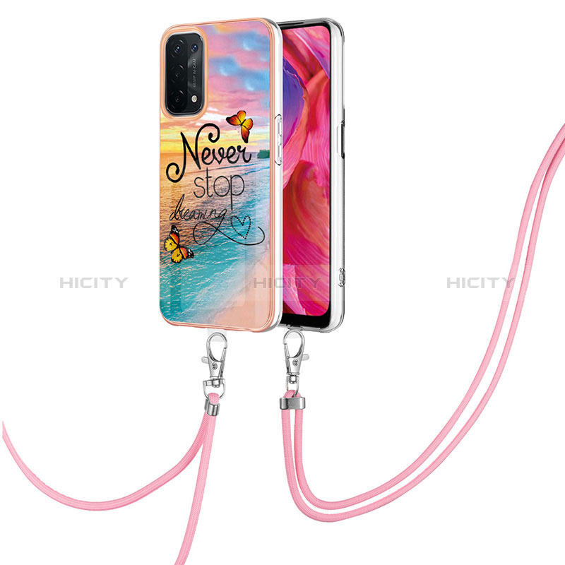 Handyhülle Silikon Hülle Gummi Schutzhülle Flexible Modisch Muster mit Schlüsselband Lanyard Y03B für Oppo A54 5G groß