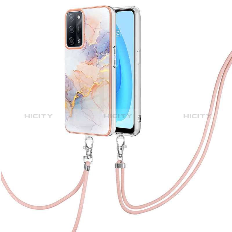 Handyhülle Silikon Hülle Gummi Schutzhülle Flexible Modisch Muster mit Schlüsselband Lanyard Y03B für Oppo A56 5G