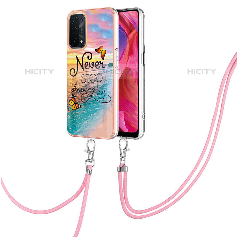 Handyhülle Silikon Hülle Gummi Schutzhülle Flexible Modisch Muster mit Schlüsselband Lanyard Y03B für Oppo A93 5G