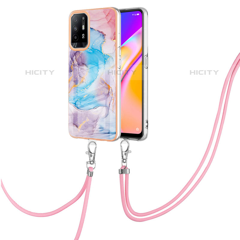 Handyhülle Silikon Hülle Gummi Schutzhülle Flexible Modisch Muster mit Schlüsselband Lanyard Y03B für Oppo A94 5G groß