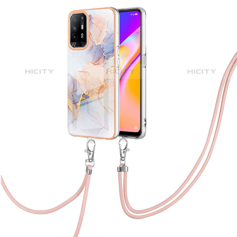 Handyhülle Silikon Hülle Gummi Schutzhülle Flexible Modisch Muster mit Schlüsselband Lanyard Y03B für Oppo A94 5G groß