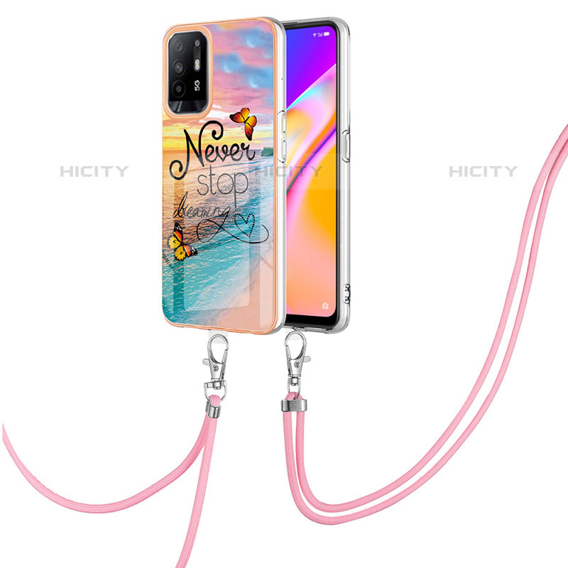 Handyhülle Silikon Hülle Gummi Schutzhülle Flexible Modisch Muster mit Schlüsselband Lanyard Y03B für Oppo A94 5G groß