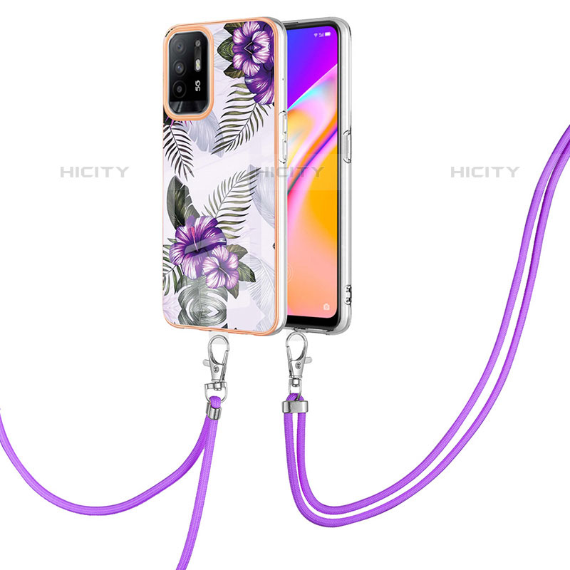 Handyhülle Silikon Hülle Gummi Schutzhülle Flexible Modisch Muster mit Schlüsselband Lanyard Y03B für Oppo A94 5G groß