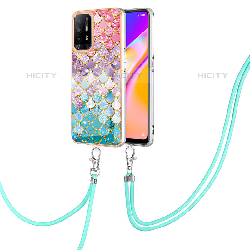 Handyhülle Silikon Hülle Gummi Schutzhülle Flexible Modisch Muster mit Schlüsselband Lanyard Y03B für Oppo A94 5G