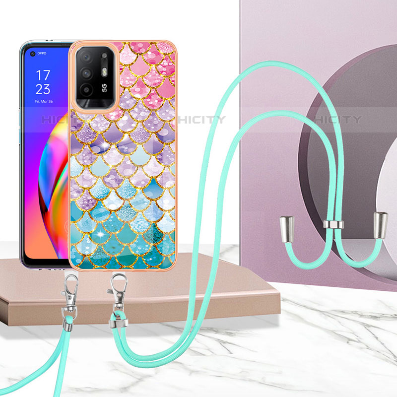 Handyhülle Silikon Hülle Gummi Schutzhülle Flexible Modisch Muster mit Schlüsselband Lanyard Y03B für Oppo A94 5G