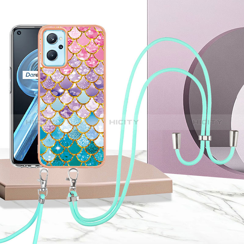 Handyhülle Silikon Hülle Gummi Schutzhülle Flexible Modisch Muster mit Schlüsselband Lanyard Y03B für Oppo K10 4G groß