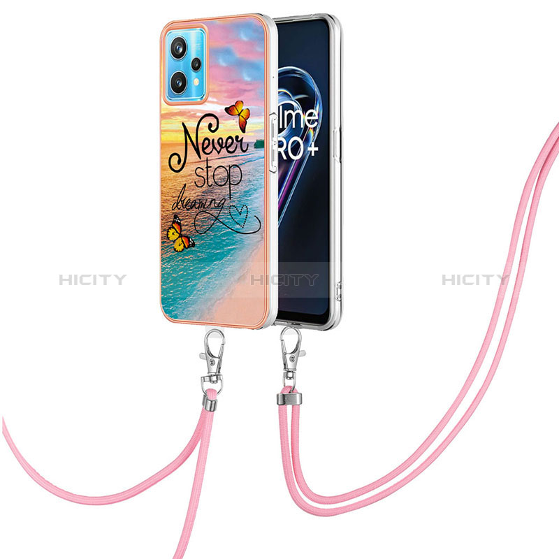 Handyhülle Silikon Hülle Gummi Schutzhülle Flexible Modisch Muster mit Schlüsselband Lanyard Y03B für Realme 9 4G