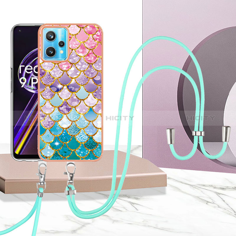 Handyhülle Silikon Hülle Gummi Schutzhülle Flexible Modisch Muster mit Schlüsselband Lanyard Y03B für Realme 9 Pro 5G