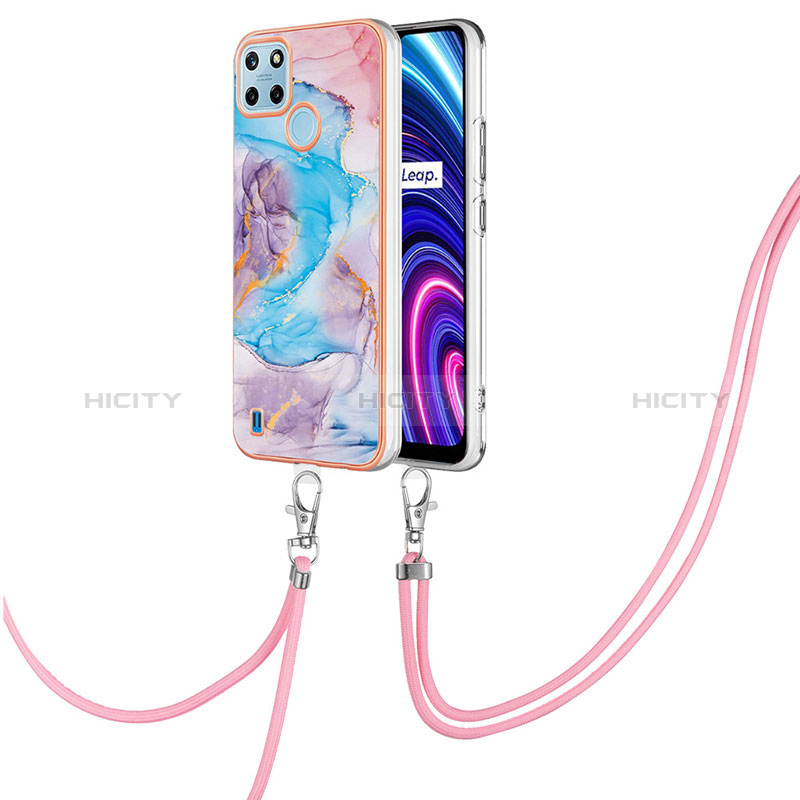 Handyhülle Silikon Hülle Gummi Schutzhülle Flexible Modisch Muster mit Schlüsselband Lanyard Y03B für Realme C21Y groß