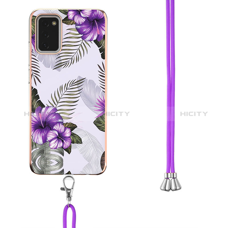 Handyhülle Silikon Hülle Gummi Schutzhülle Flexible Modisch Muster mit Schlüsselband Lanyard Y03B für Samsung Galaxy A02s groß