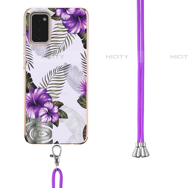 Handyhülle Silikon Hülle Gummi Schutzhülle Flexible Modisch Muster mit Schlüsselband Lanyard Y03B für Samsung Galaxy A03s groß