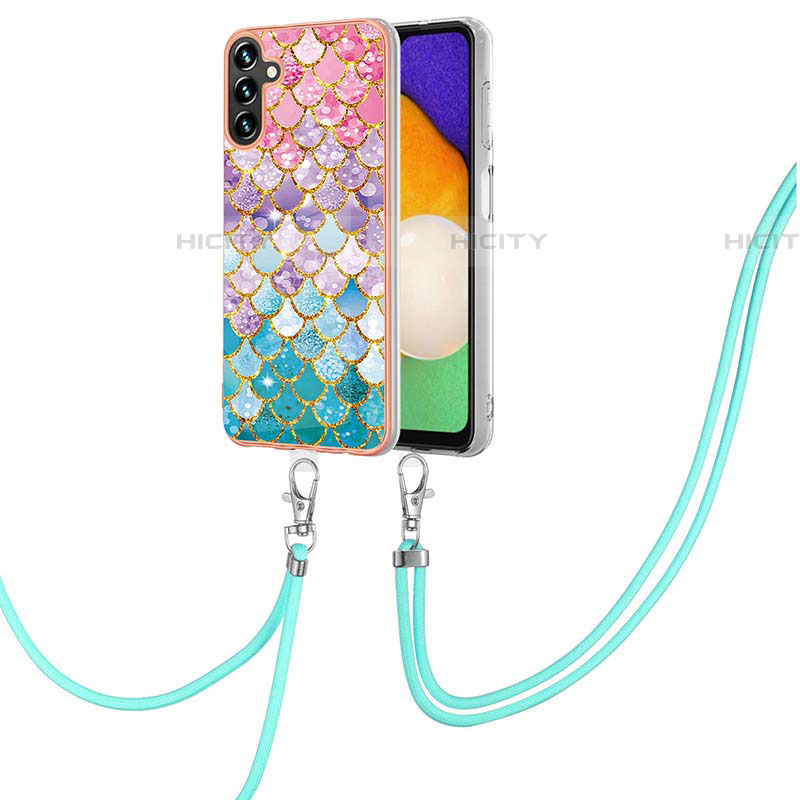 Handyhülle Silikon Hülle Gummi Schutzhülle Flexible Modisch Muster mit Schlüsselband Lanyard Y03B für Samsung Galaxy A04s