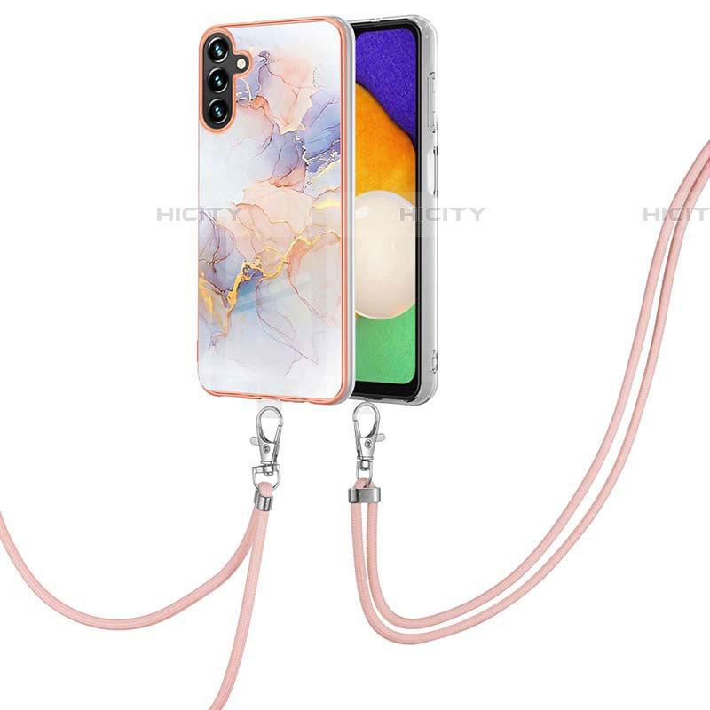 Handyhülle Silikon Hülle Gummi Schutzhülle Flexible Modisch Muster mit Schlüsselband Lanyard Y03B für Samsung Galaxy A04s