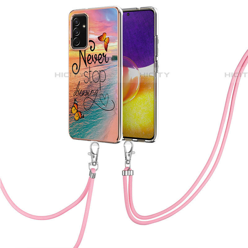 Handyhülle Silikon Hülle Gummi Schutzhülle Flexible Modisch Muster mit Schlüsselband Lanyard Y03B für Samsung Galaxy A05s Plusfarbig