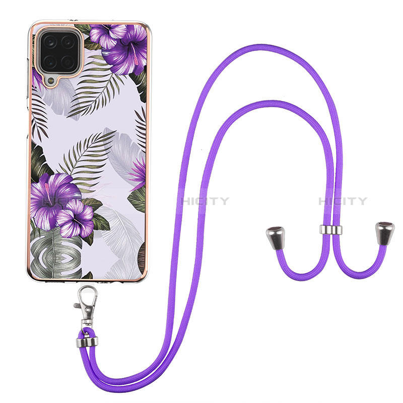 Handyhülle Silikon Hülle Gummi Schutzhülle Flexible Modisch Muster mit Schlüsselband Lanyard Y03B für Samsung Galaxy A12