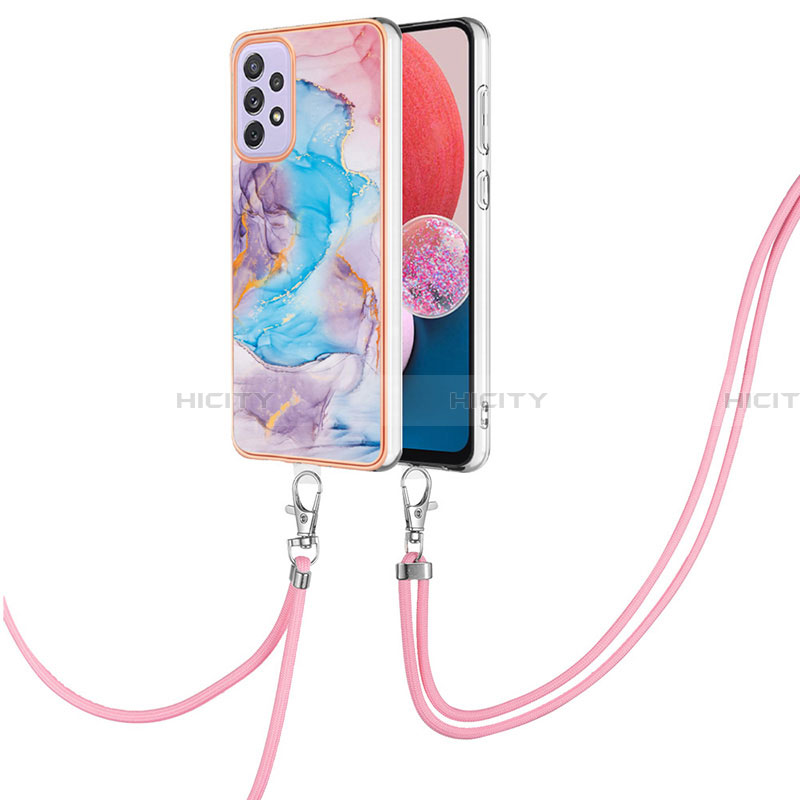 Handyhülle Silikon Hülle Gummi Schutzhülle Flexible Modisch Muster mit Schlüsselband Lanyard Y03B für Samsung Galaxy A13 4G