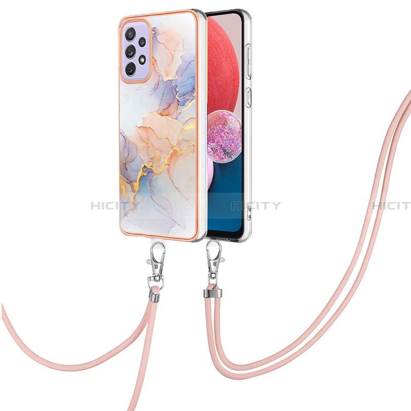 Handyhülle Silikon Hülle Gummi Schutzhülle Flexible Modisch Muster mit Schlüsselband Lanyard Y03B für Samsung Galaxy A13 4G