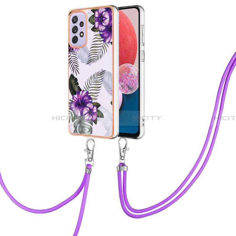 Handyhülle Silikon Hülle Gummi Schutzhülle Flexible Modisch Muster mit Schlüsselband Lanyard Y03B für Samsung Galaxy A13 4G