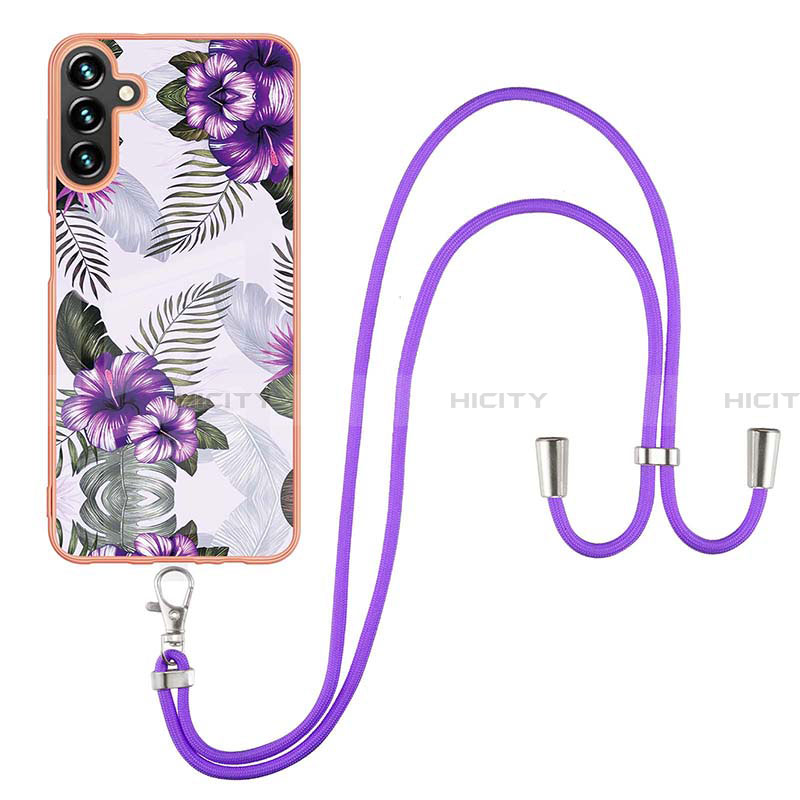 Handyhülle Silikon Hülle Gummi Schutzhülle Flexible Modisch Muster mit Schlüsselband Lanyard Y03B für Samsung Galaxy A13 5G groß